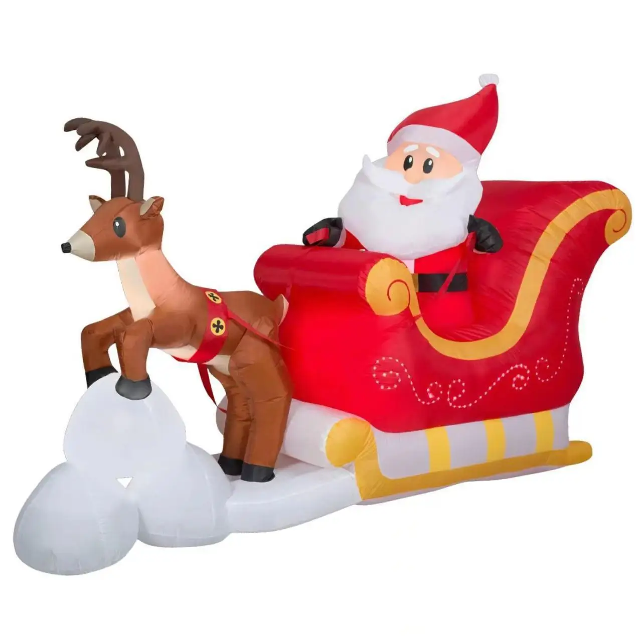 Blow up Santa Claus Ornament Yard Garden Winter Decor Lawn with Reindeer Built in Blower Winter Decor Xmas Santa Claus on Sleigh