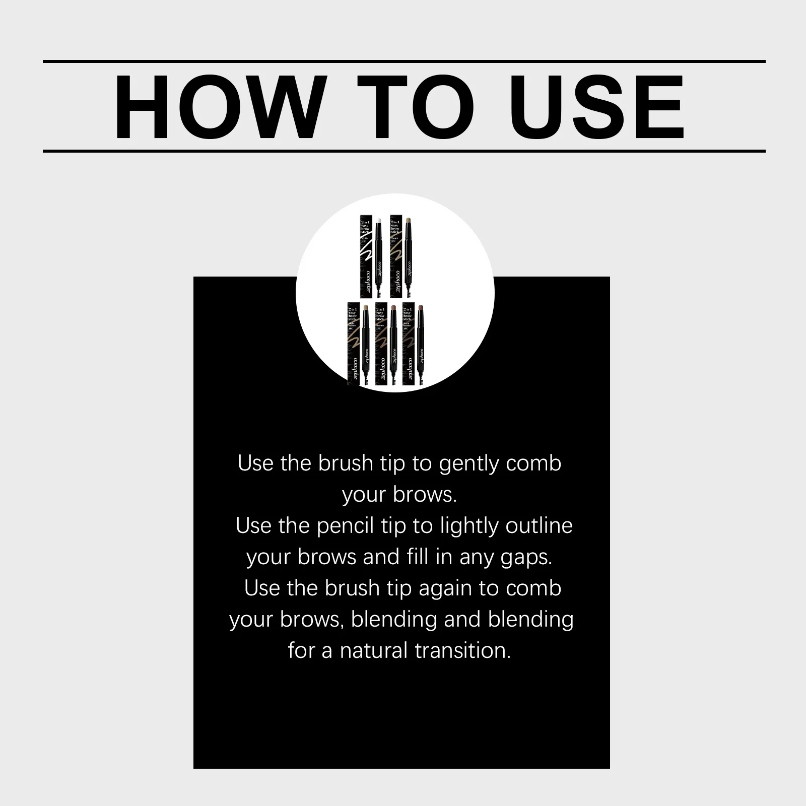 ゼフォコ 2-in-1 デュアルヘッドアイブロウペンシル 長持ちするメイクアップツール 簡単に塗れる 防水 自然な5色アイブロウペン