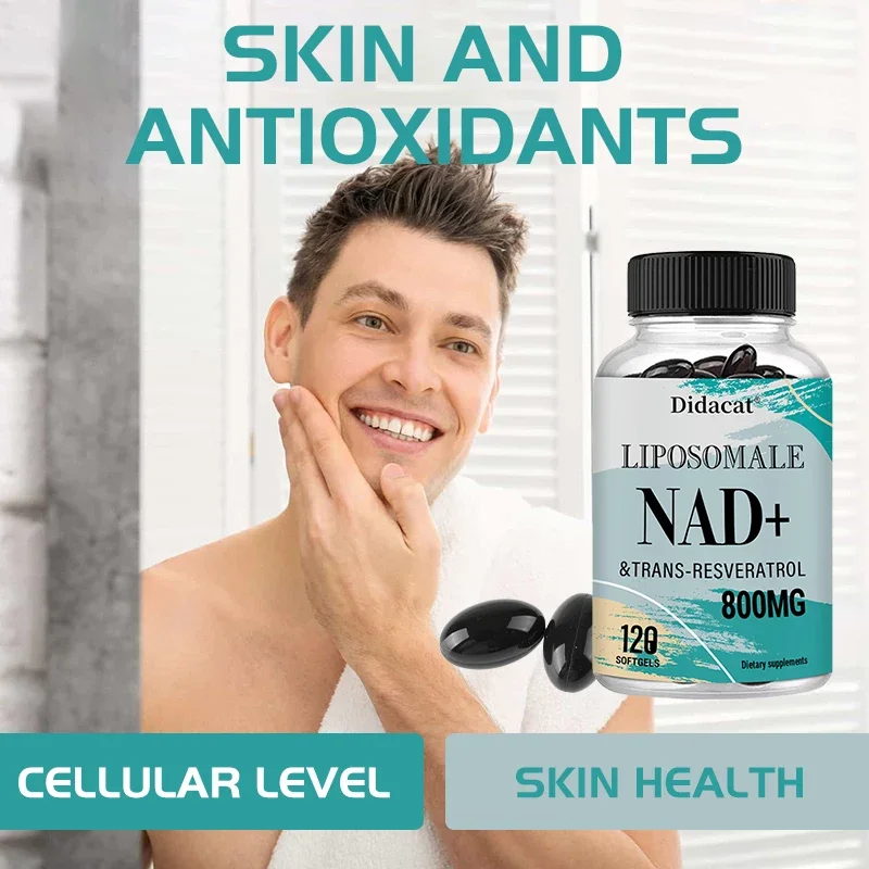 مكمل الدهون NAD - مضاد للشيخوخة، يجدد الطاقة والتركيز، يدعم إصلاح الخلايا، وتعزيز عملية التمثيل الغذائي - 120 كبسولة