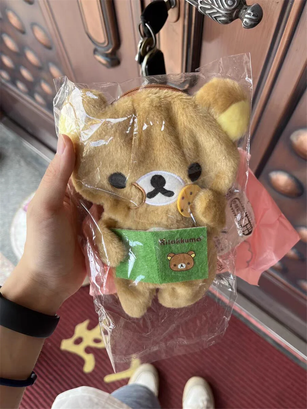 New Cute Rilakkuma Bear Eat Cookie Plush Coin Purse Pencil Cases Pouch Makeup Cosmetic Container Organizer Small Wallets Bag