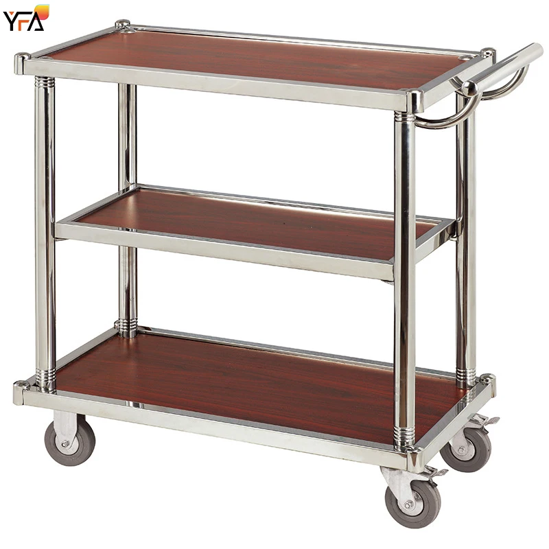3-tier Metal Wood Liquor Serving Trolley Cart Restaurant  Hotel Bar Cart Dining Room Wine Beer Tea Food Serving Cart