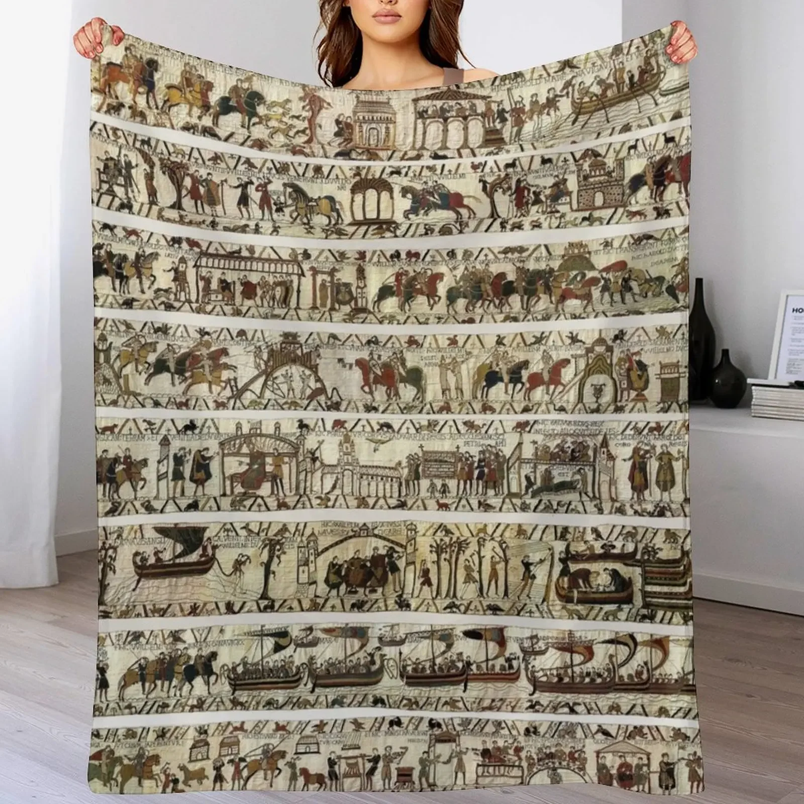 

THE BAYEUX TAPESTRY Throw Blanket Stylish Couch Blanket for Home Living Room