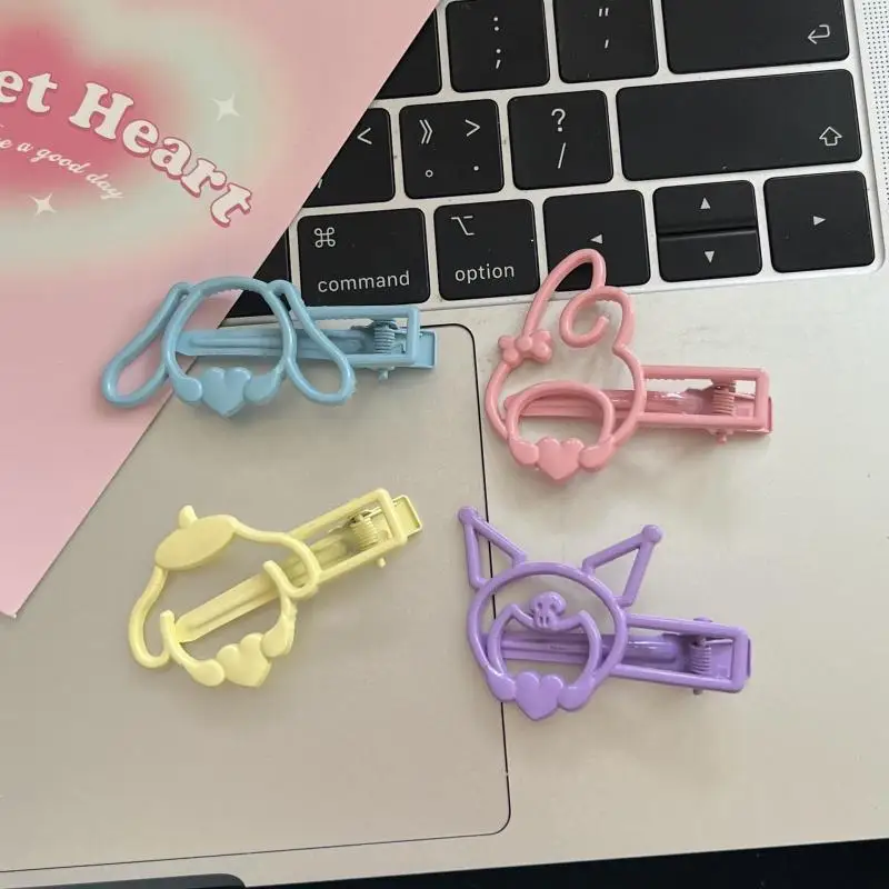 Sanrio Alloy Cartoon Metal Side Clip Color Girl Kuromi Mymelody Cinnamoroll Pompom Purin Clip Hair Accessories Hair Clips Toys