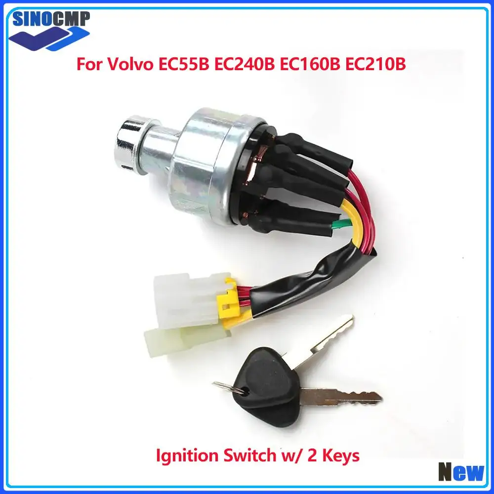 Ignition Switch w/2 Keys VOE14526158 VOE14529152 14526158 14529152 For Volvo EC55B EC140B EC160B EC210B EC240B EC290B EC330B New