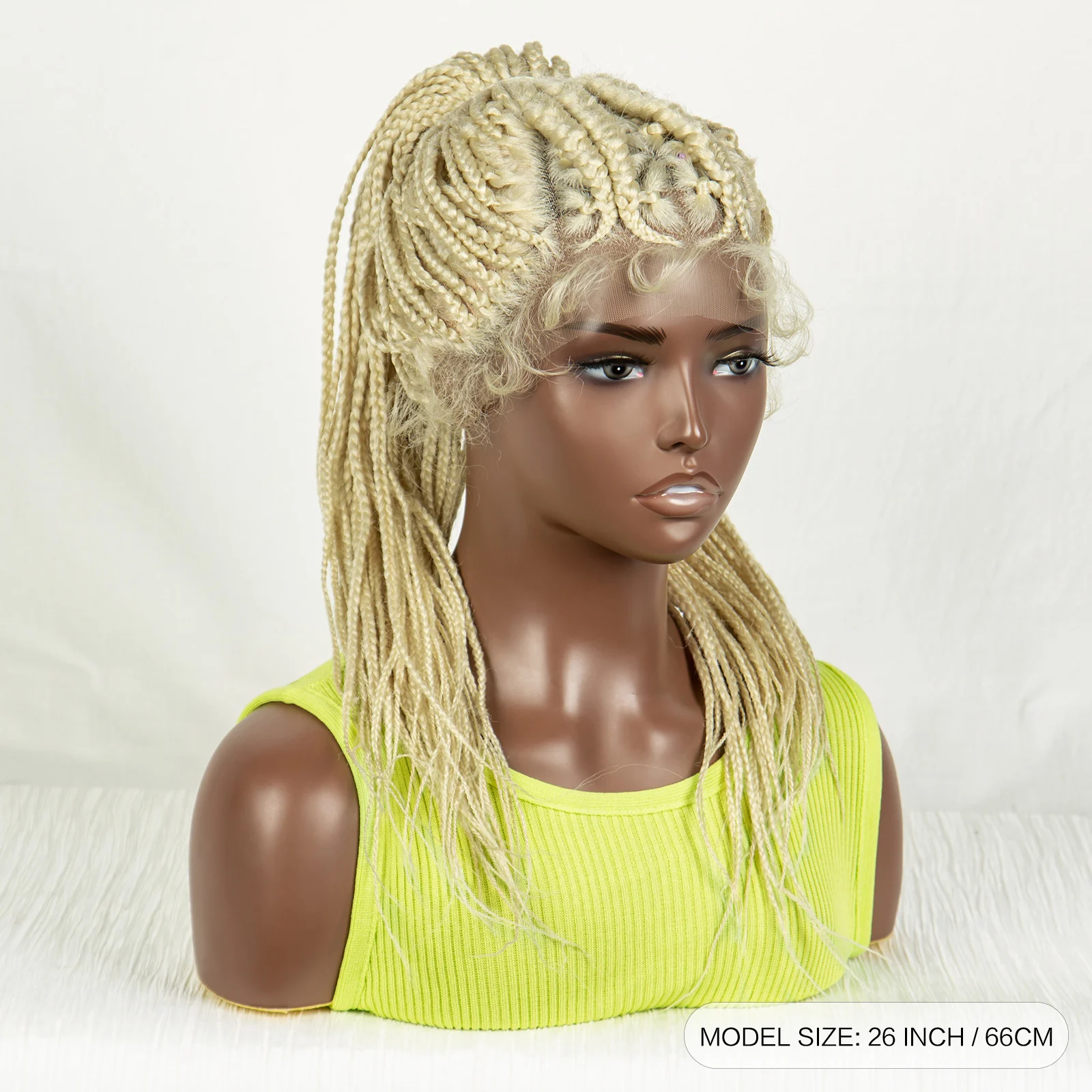 613 Blonde High Ponytail Braided Wigs Synthetic Lace Front Braided Wig for Women Knotless Box Cornrow Twist Braiding Hair Wig