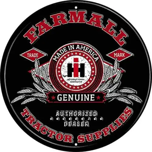 GENUINE FARMALL PARTS ROUND TIN SIGN TRACTOR 1026 FARM SERVICE ANTIQUE FIELD