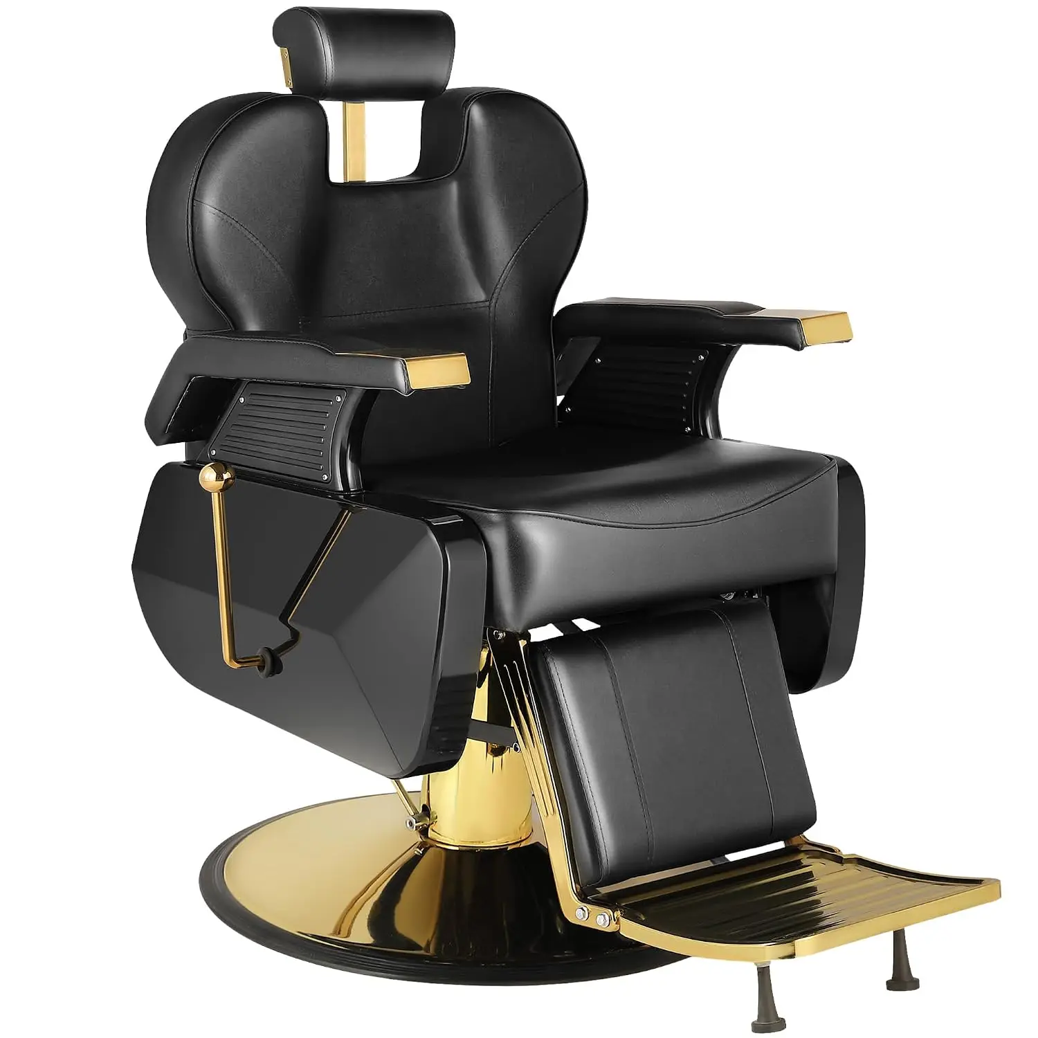 Barber Salon Chair Reclining Black Gold, Hydraulic Barbershop Chairs, Customized