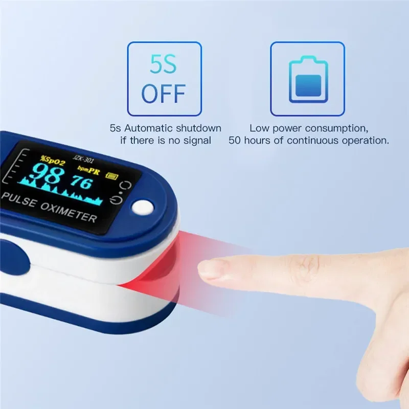 Finger Pulse Oximeter Finger Clip Heartbeat Pulse Oximeter Portable Heart Rate Spo2 Monitor Blood Oxygen Meter Sensor Pressure