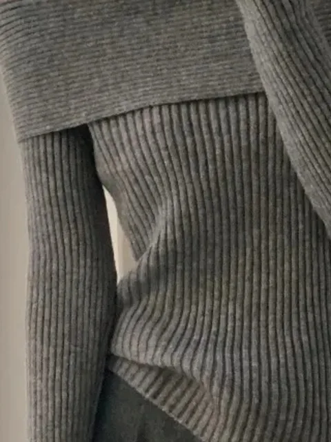 Chic Vintage Sle Knitted oulder Bared One-oulder Lazy Sle Slim Fit Autumn Top Women's Faion Casual Long Sve Sweater