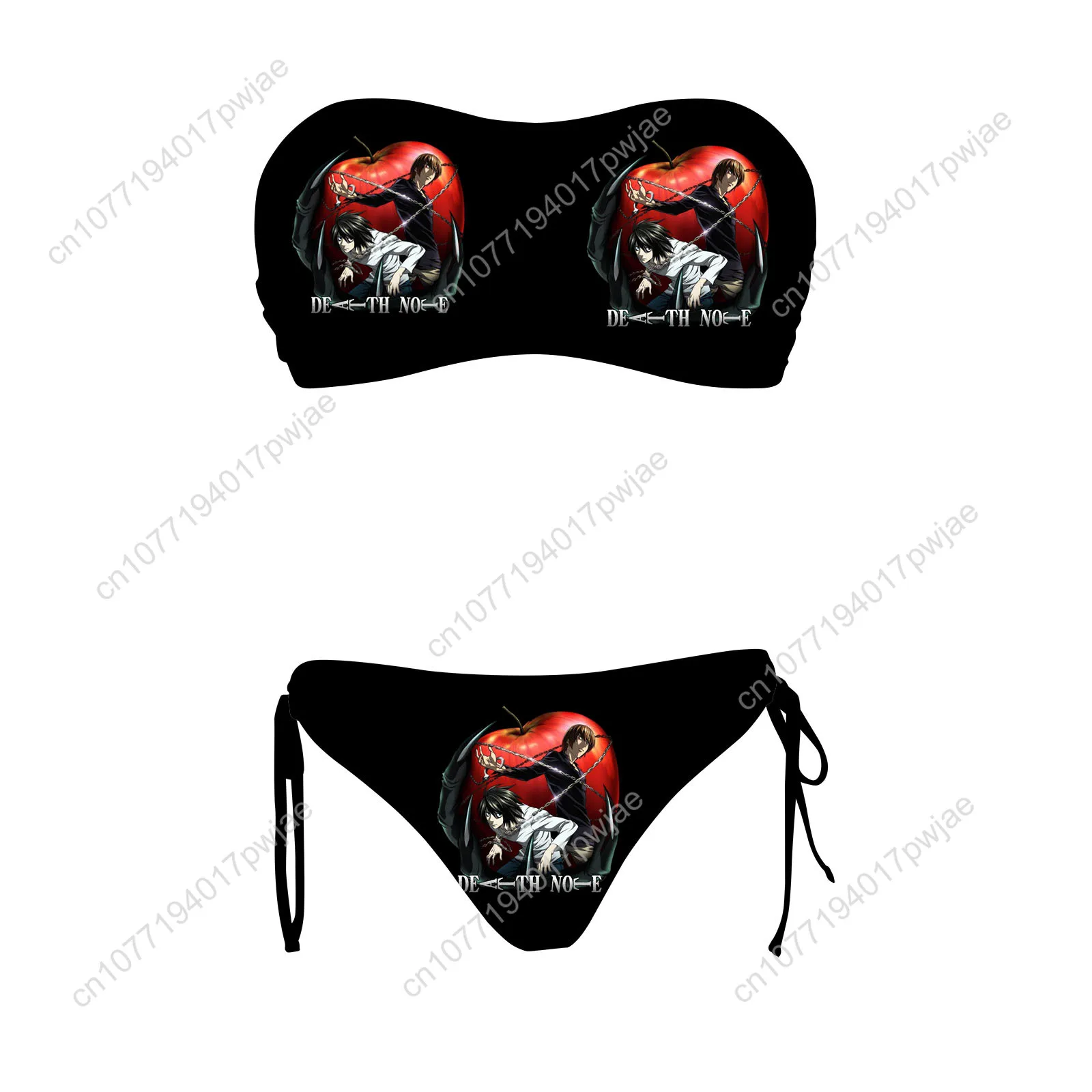 Japan Anime DEATH NOTE Custom Swimsuit Womens Drawstring Two Piece Set Bathing Suits Swimwear Pool Party Beach Bikini Beachwear