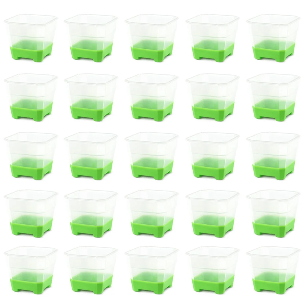 

30Packs Clear Nursery Pots with Silicone Base for Easy Transplant, Transparent Plastic Plant Pot Green