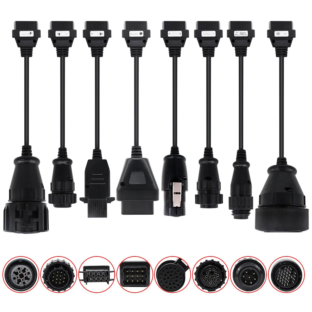 Full Set 8pcs Truck OBD2 Cables Diagnostic OBD Car Cable For TCS CDP Multidiag OBD2 Connecting Adapters