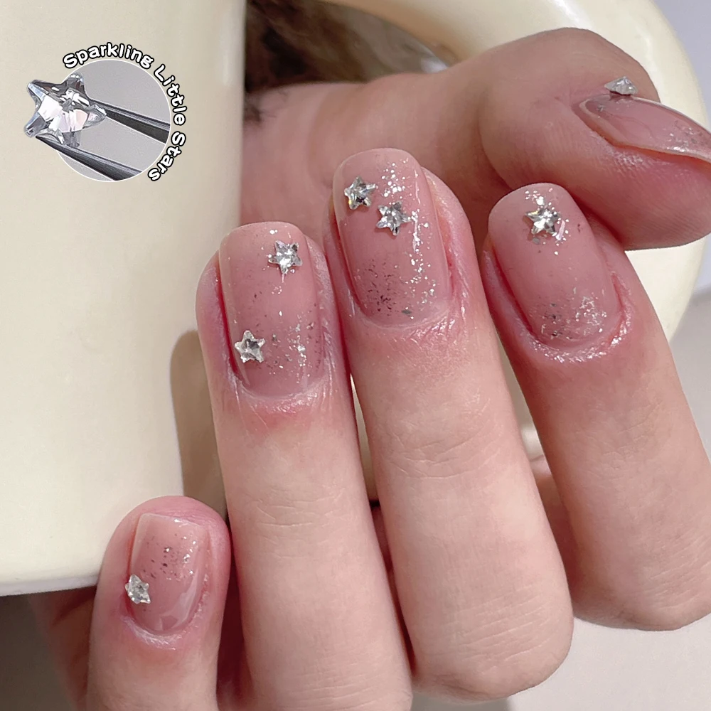 30PCS 3mm Mini Five Pointed Star flat nail rhinestones Super Sparkle Colorful 3D Star Zircon Crystal Star Nail Art Decorations