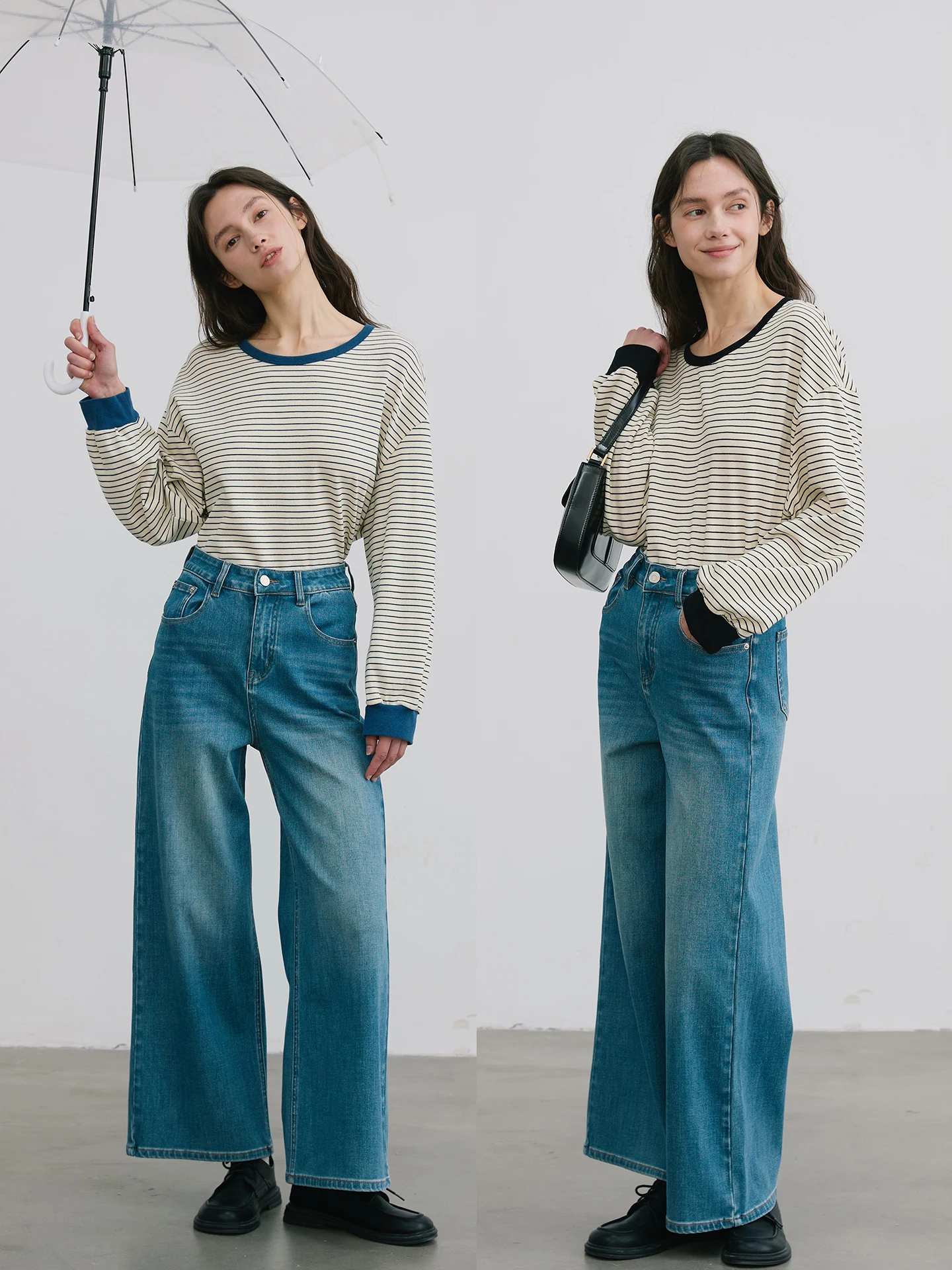 

Свободная футболка с круглым вырезом и длинным рукавом, в полоску, с цветовыми блоками, из хлопка, повседневная, в университетском стиле, с контрастными сине-белыми полосами