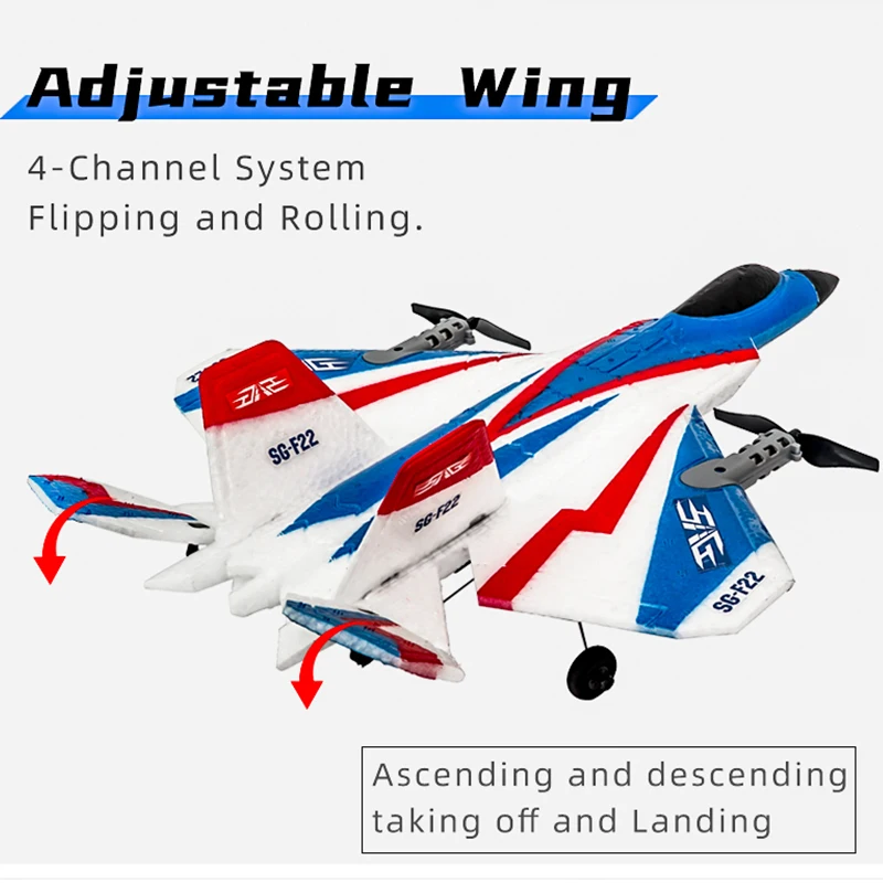 F22 RC Foam Plane 4 Channels 6G Auto Stabilization with 4K Camera Stunt Remote Control Airplanes Aircraft Toys for Children