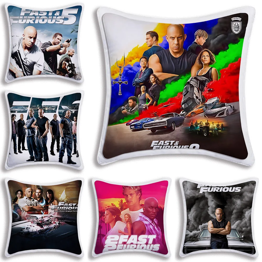 Racing Movies Fast and Furious Pillow Covers Cartoon Sofa Decorative Home Double-sided Printing Short Plush Cute Cushion Cover