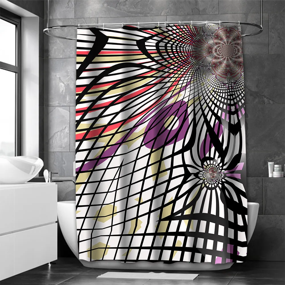 

Psychedelic Bathroom Landscape Shower Curtain Waterproof With 12 Hooks Home Deco Free Ship