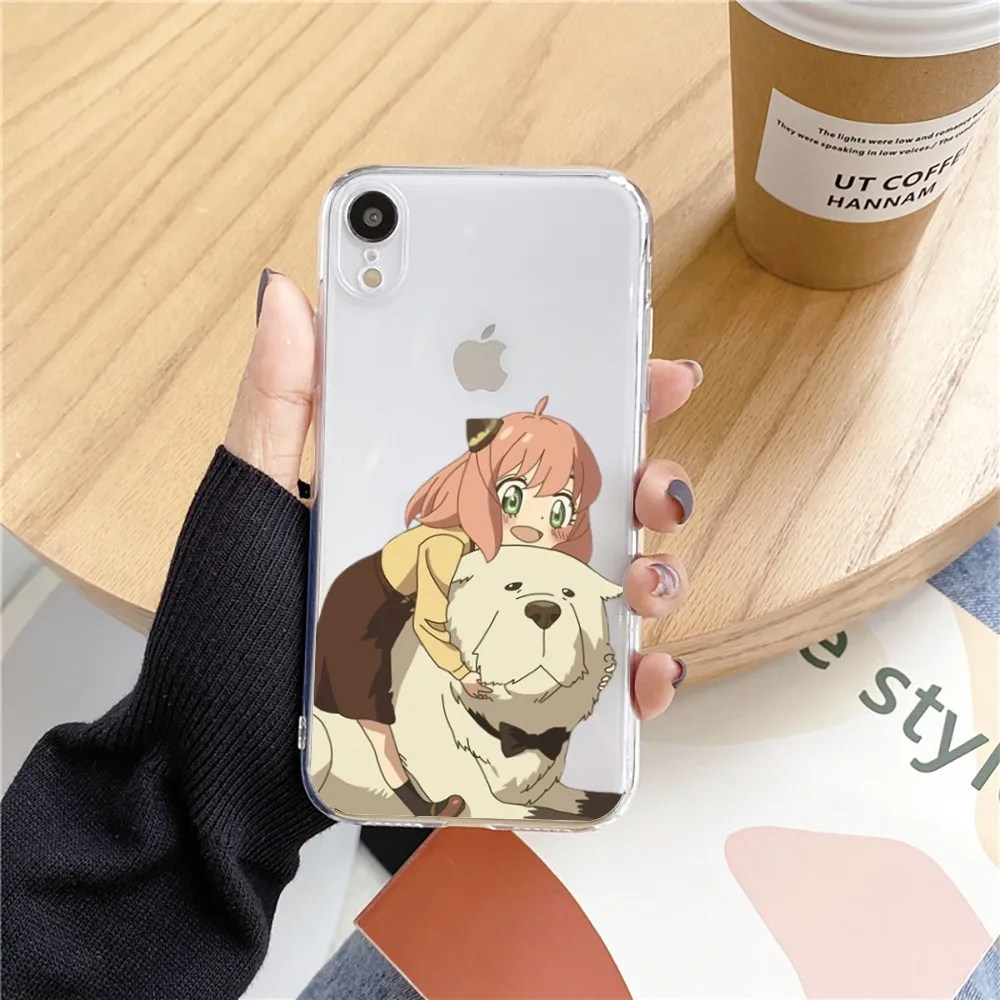 Anime Spy X Family Anya Phone Case For Iphone 15 11 13 14 Pro Max 7 8 Plus X Xr Xs Max Se2020 12mini Transparent Cover