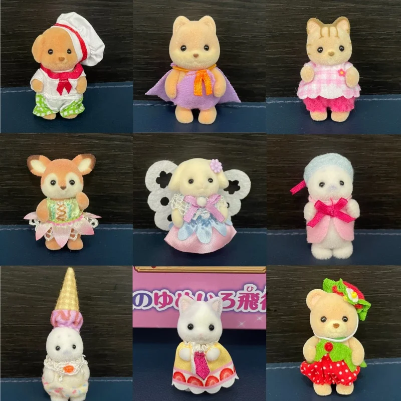 Casa de muñecas con orejas caídas, Trompeta de conejo, muñeco Flocado de bebé, regalos de decoración, familia Forest Rabbit Grove, novedad