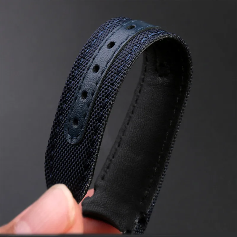 20mm 22mm Nylon Genuine Leather Strap for Omega Seamaster 300 Diver Curved End Men Quality Canvas Replace Watch Band Bracelet