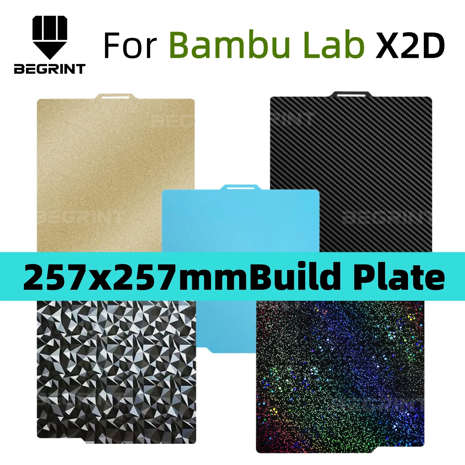 257x257mm Bauplatte für Bambu Lab X2D Federstahlblech, verbesserte Druckplatte für Bambulab P2S A1 X1 X1C P1 P1S 3D-Drucker