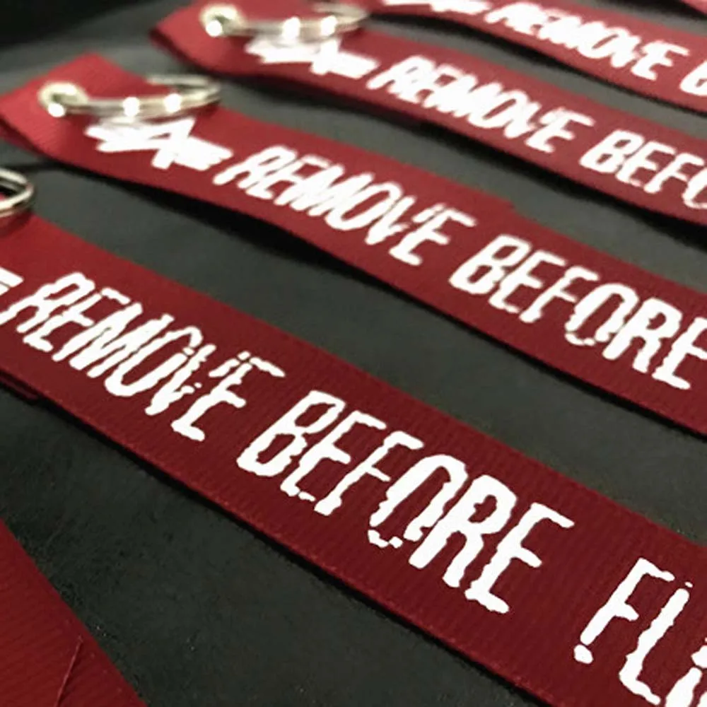 Red Ribbon Remove Before Flight Sleeve Decor For Alpha MA1 MA-1 Jacket