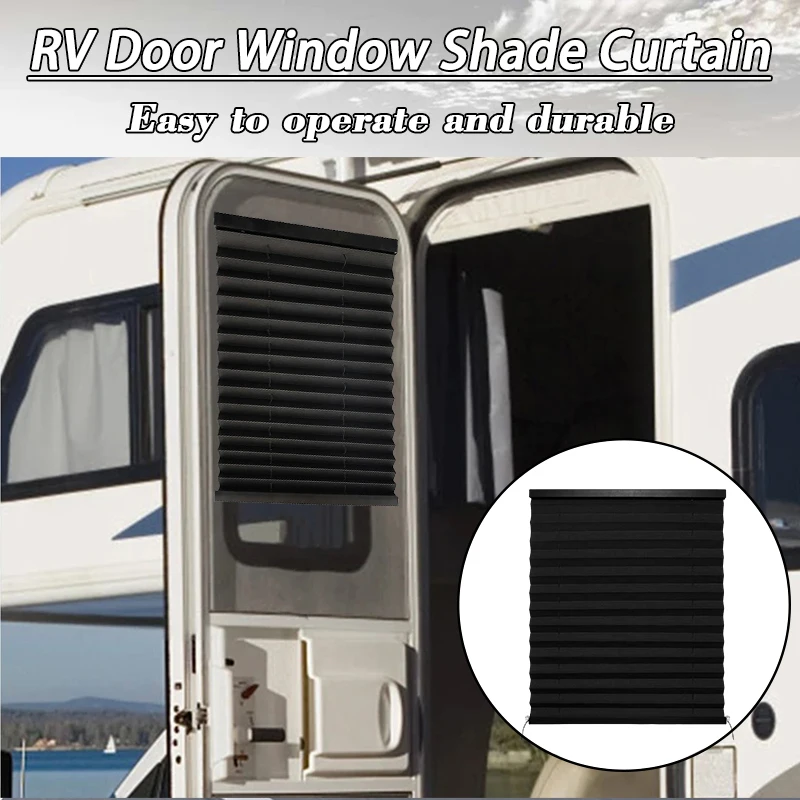 1pc RV Door Window Shade Curtain Cover With Rail For Camper Sunshade Privacy Screen Window Cover RV Door Window Shade Cover