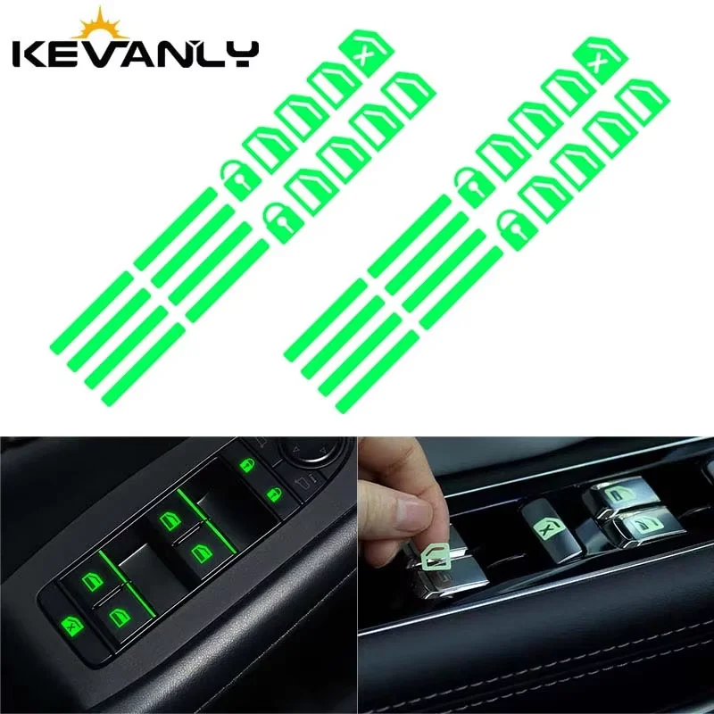 

1/2 set Luminous Automobile Interior Window Lift Button Stickers Auto Door Control Panel Decals Sticker Car Universal Accessorie