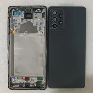 Bilashmart Samsung Galaxy A72 4G A725 Phone Housing Case+Middle Frame+Battery Door Cover Back +Camera Lens Repair Parts
