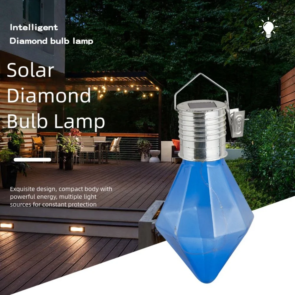 6Pcs Solar Garden Camping Party Hanging Diamond LED Lights with Efficient Solar Panel and Weather Resistant Construction