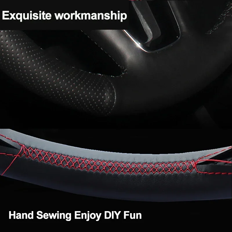 Customized Braid Car Steering Wheel Cover Wrap Anti-Slip Black Nappe Leather Steering Wheel Braid For BMW E46 E39 X5 E53 Z3 E36