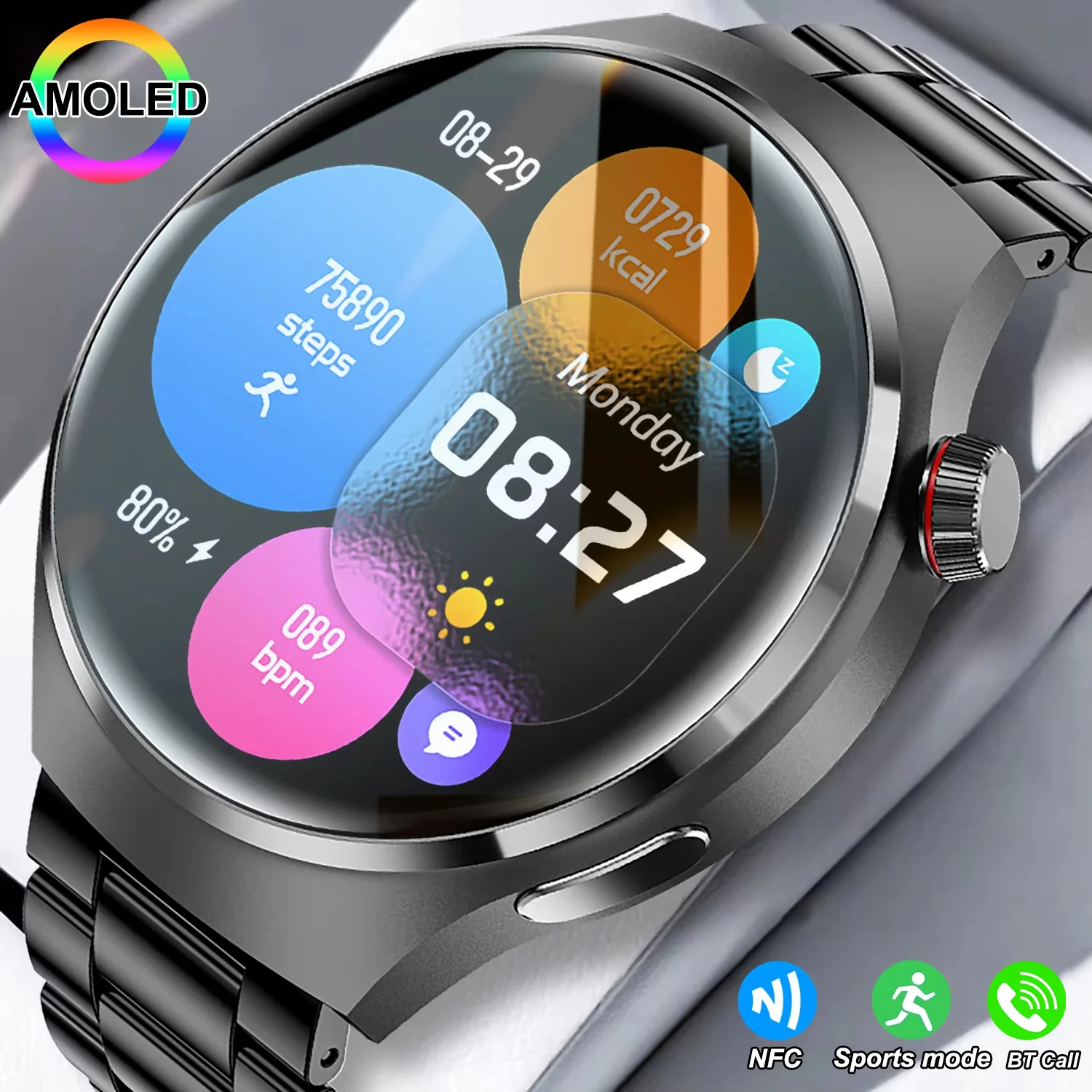 

2025 Новые часы 4 Смарт-часы для мужчин 1,53-дюймовый AMOLED HD-экран Мониторинг сердечного ритма и здоровья Bluetooth-вызов Бизнес-умные часы для мужчин