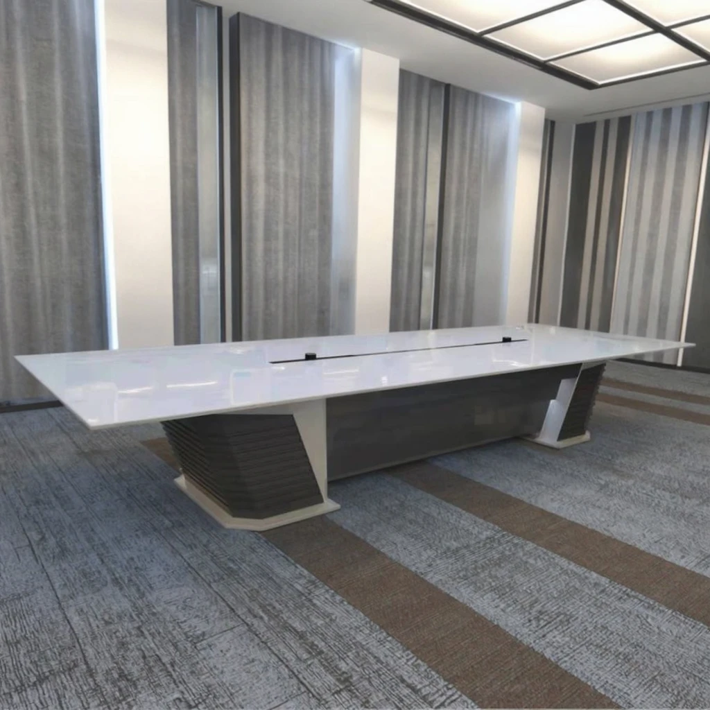 Modern Fashion LED Conference Table Elegant Baking Paint Multi-functional Cable Box Wood For School Use Multi-size Line Sense