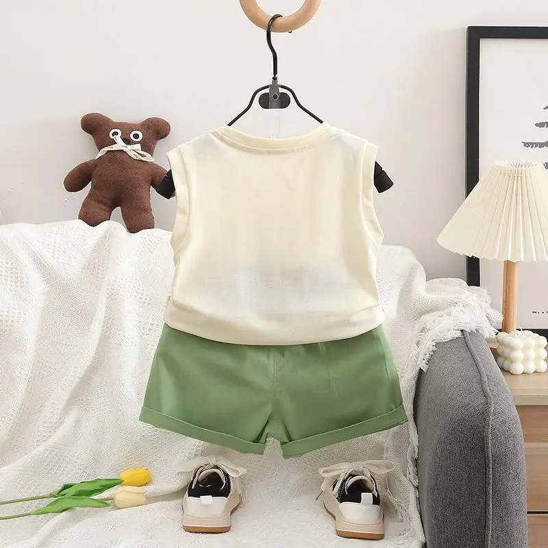 Summer Kids Clothes Suit Children Boys Cartoon Cat Vest T Shirt Shorts 2Pcs/sets Toddler Fashion Clothing Infant Tracksuits