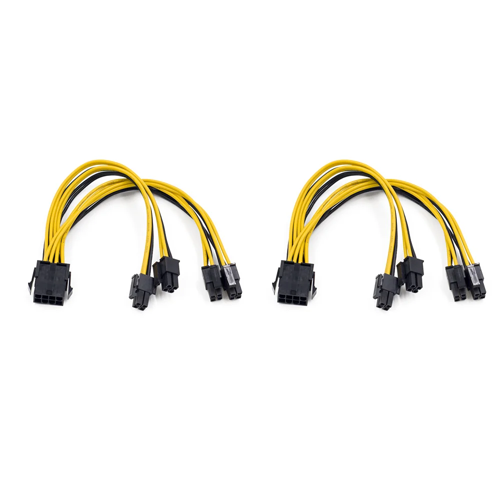 Practical 2Pcs EPS CPU 12V 8Pin Female to Dual 8Pin (4+4)Pin EPS 12V Male Motherboard Power Supply Cable Y Splitter Adapter Slee