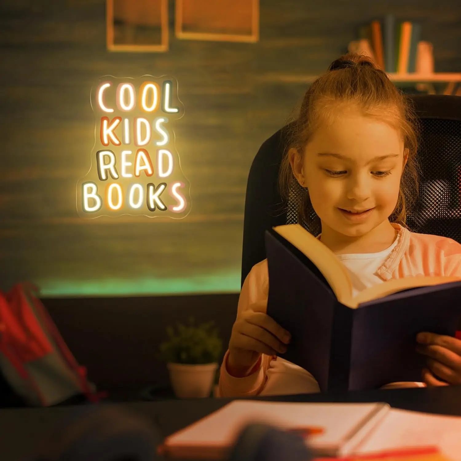 Cool Kids Read Books Neon Sign Handmade Light Up Sign for Book Club Classroom Read Corner Reading Study Room Home Library Gift