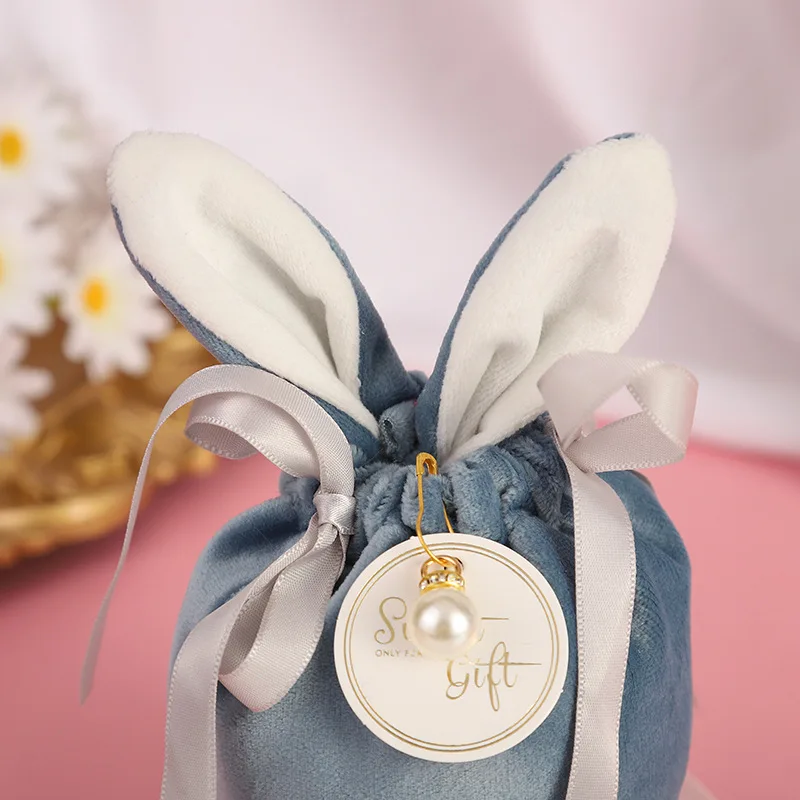 Easter Rabbit Bags Cute Bunny Gift Packing Velvet Valentine\'s Day Chocolate Candy Bags Wedding Birthday Party Jewelry Organizer