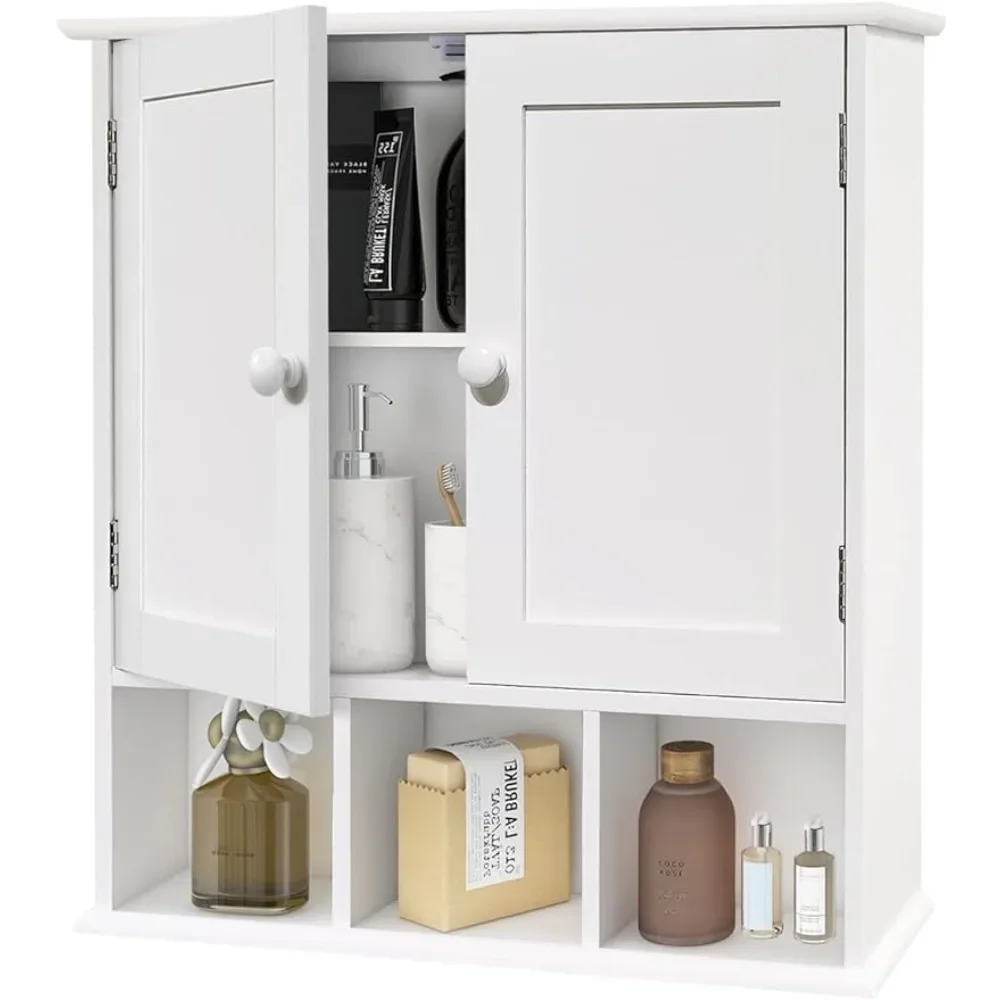 

TaoHFE Bathroom Wall Cabinet with 2 Door Adjustable Shelves,Over The Toilet Storage White Wall Mounted Medicine Cabinets