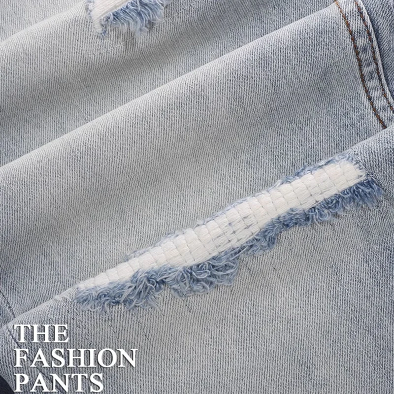 

Y2K fashion new men'sY2K jeans scratch elastic slim fit washed nostalgic light blue jeans designer high-quality pants hombre