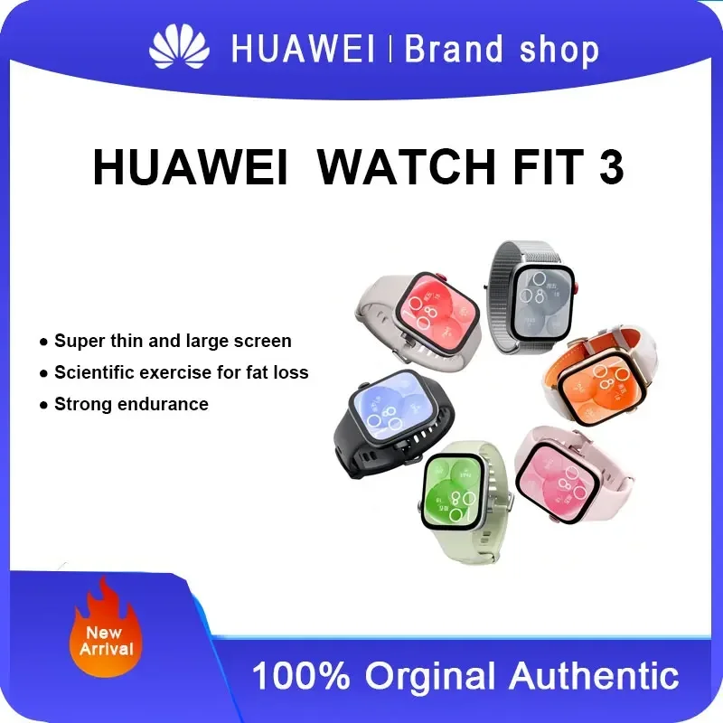 Huawei WATCH FIT 3 sports smartwatch with Bluetooth calling, health management and NFC access, suitable for adult men and women.