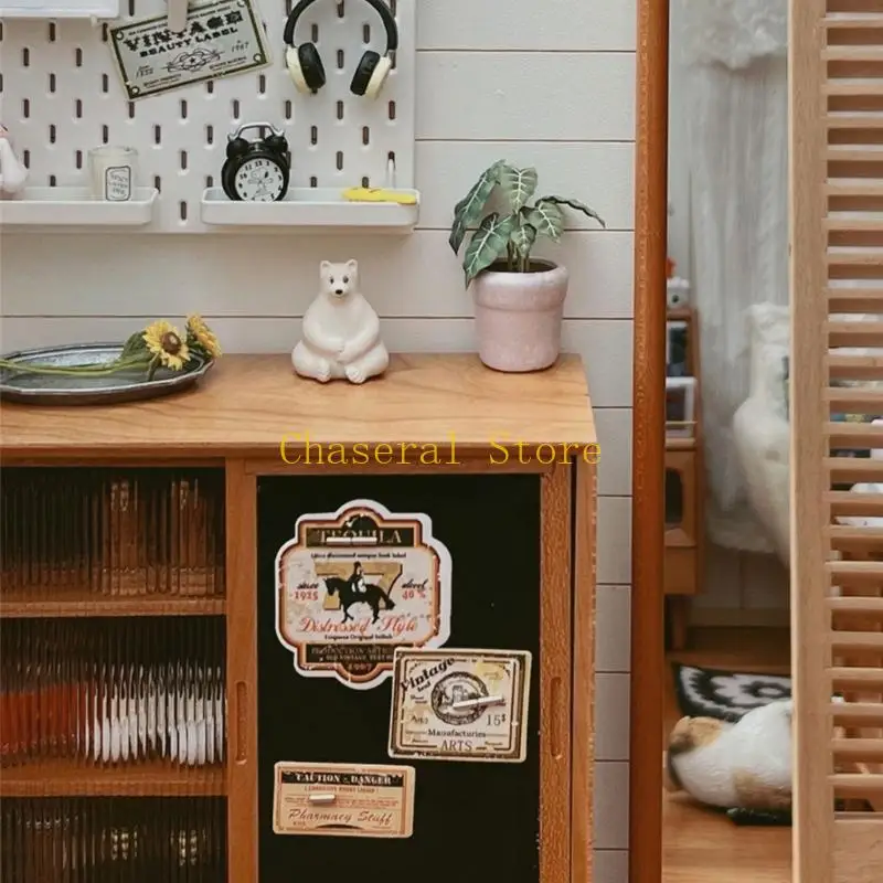 E7CE Armadietto da soggiorno per casa delle bambole Armadietto per mobili in miniatura Accessori artigianali