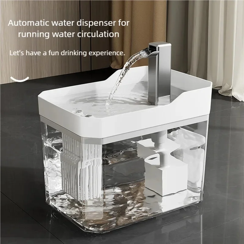 Cat Water Fountain Auto Filter Transparent Cat Drinker USB Anti-Dry Burning Recirculate Filtering Water Dispenser with Pump