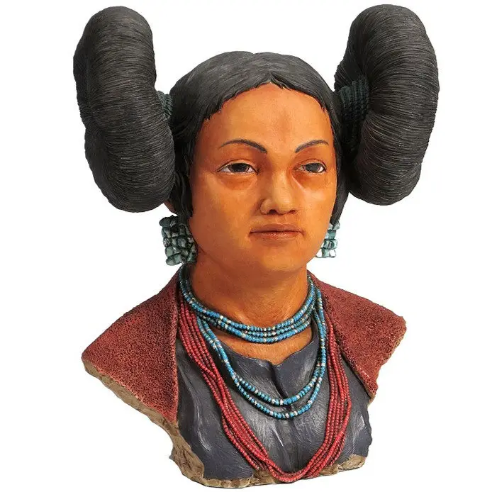Hopi Native American Woman Bust Resin Figurine Hand-Painted Tribal Female Statue Home Decoration Cultural Collectible Gift