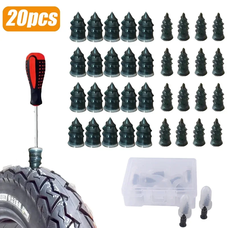 20pcs Motorcycle Vacuum Tyre Repair Nail Car Scooter Bike Universal Tubeless Rubber Nails Tire Puncture Repair Accessories