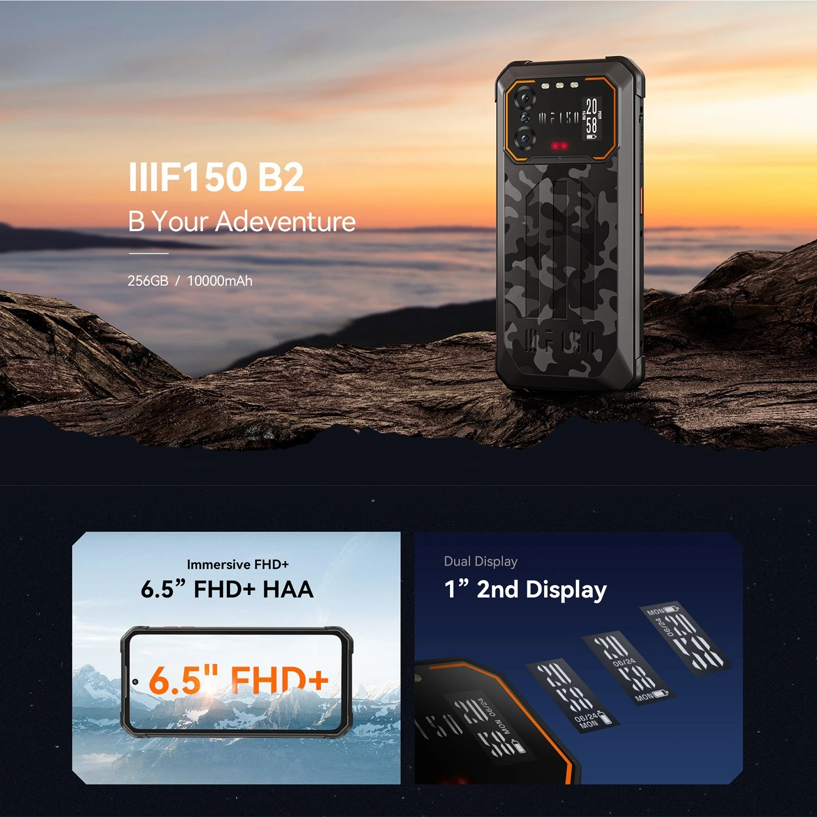 IIIF150 B2 Rugged Phone IP68/69K 6GB+256GB Night Vision 6.5“ Android 13 10000mAh 48MP Camera FHD+ Display 4G NFC Smartphone