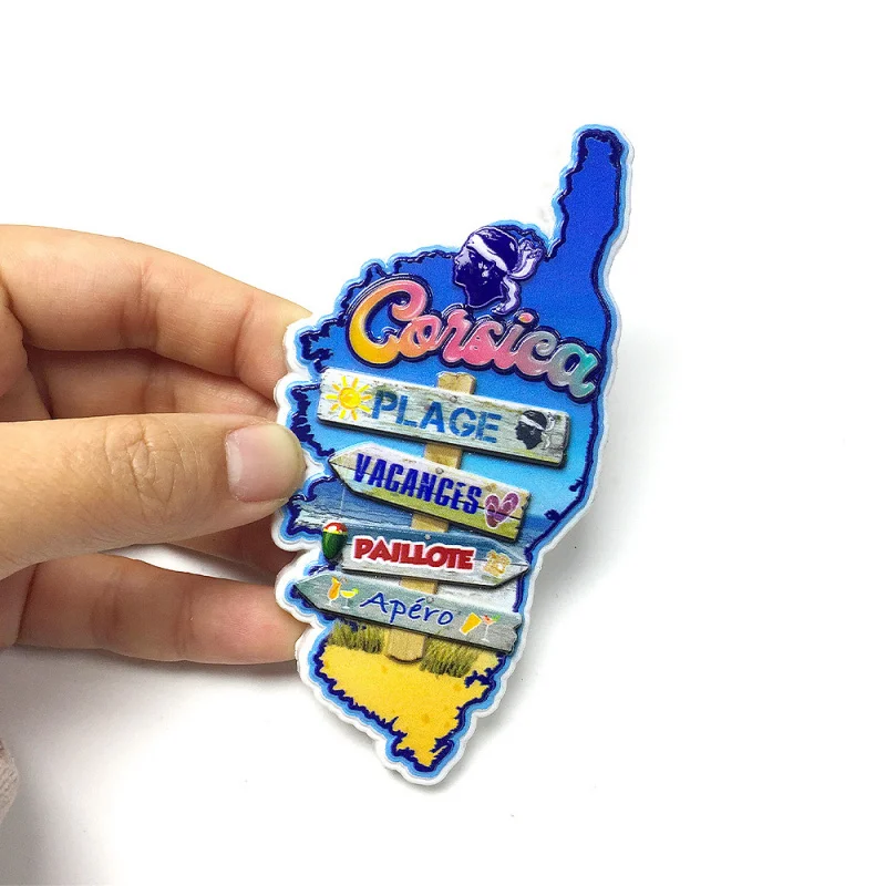 

France Corsica Creative Road Sign Cultural and Creative Refrigerator Magnet Travel Souvenir Home Decoration Gift