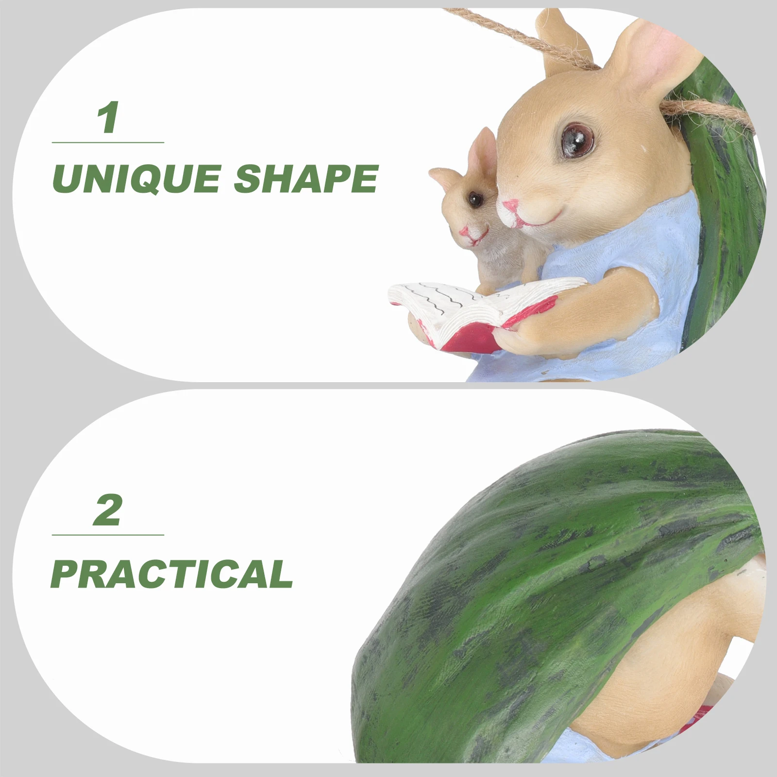 

Rabbit Swing Resin Statue Durable Garden Decor Yard Scene Layout Outdoor Animal Resin Craft Adornment Animal Statue Tree Decor