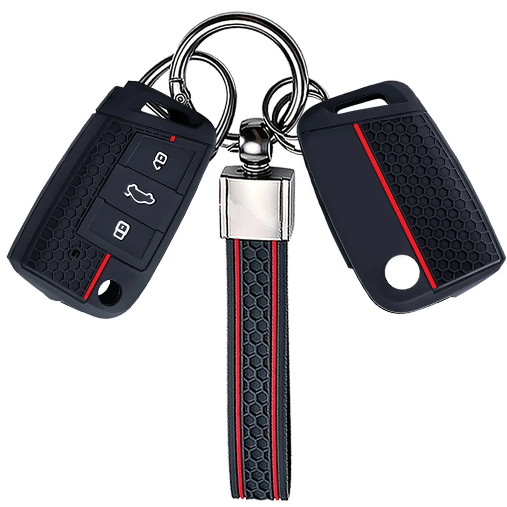 Car Silicone Key Case Cover for VW Volkswagen Golf 7 MK7 Tiguan MK2 T-roc T-cross Skoda Octavia Kodiaq Karoq Seat Ateca Leon Fob