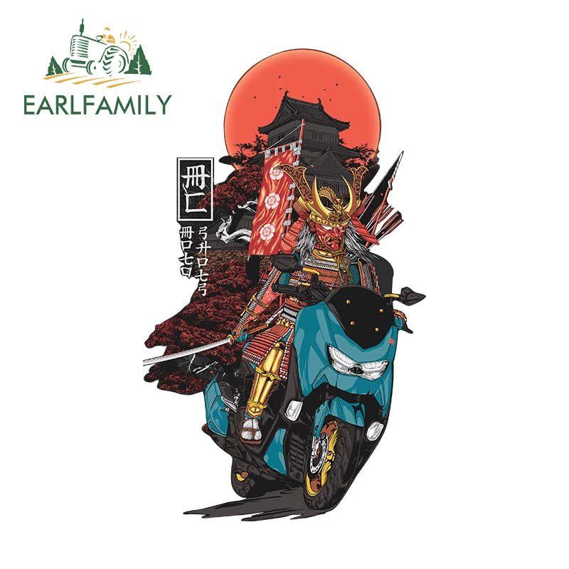 EARLFAMILY Japanese Style Samurai Driving Car Stickers Simple Occlusion Scratch Decals Waterproof Vinyl Windshield Car Goods