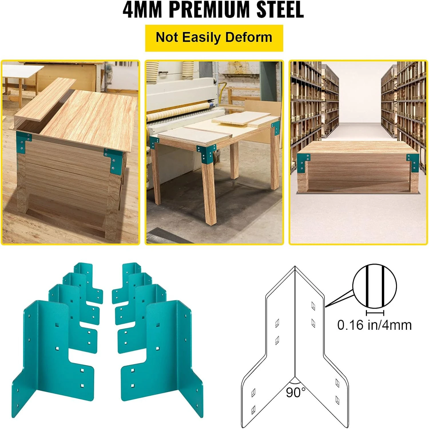 

Workbench Corner 8 PCs Shop Bracket Kit 48LBS Shop Corner 4 mm Right Angle Green Galvanized Steel Elevated Platform for Hea